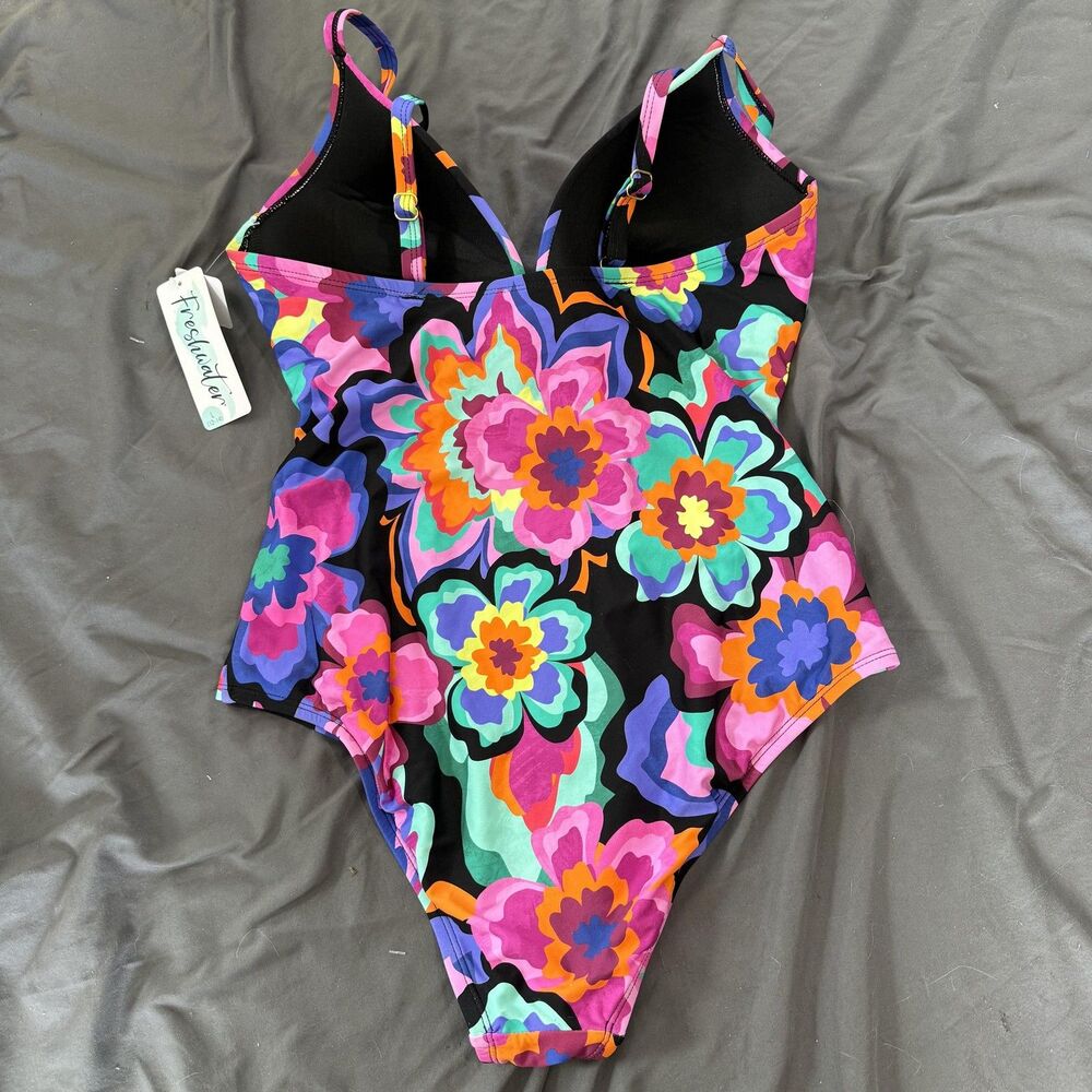 Freshwater One Piece Swimsuit Womens L Multicolor Floral Adjustable Straps - Picture 4 of 4